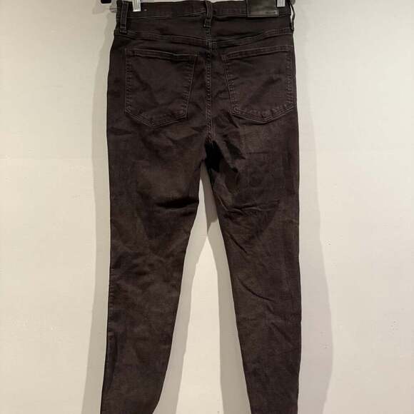 Madewell 10” High-Rise Skinny Jeans Button Fly Raw Hem Black Size 28 - Picture 3 of 3